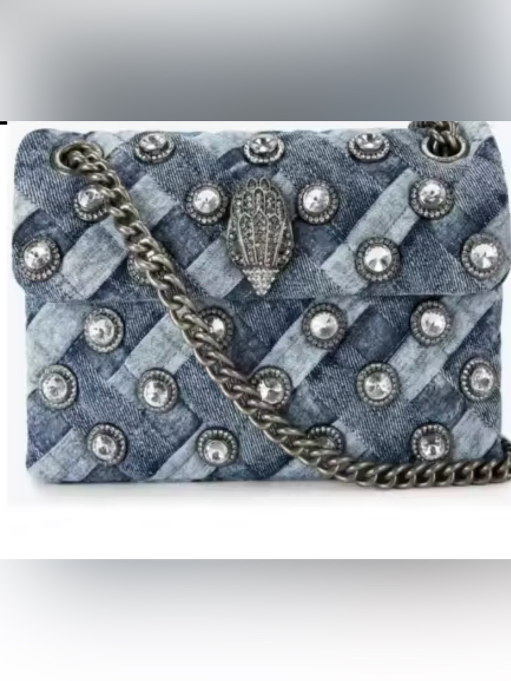New Kurt Geiger Quilted Denim Crossbody 8 in length & 5 in height & 3in width